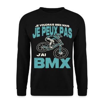 Je peux pas j'ai BMX. - Sweat-shirt Unisexe - noir - Devant - Alina (178cm) & Michal (187cm)