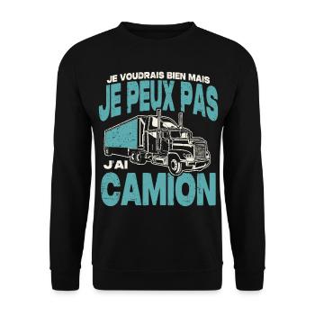 Je peux pas j'ai camion. - Sweat-shirt Unisexe - noir - Devant - Alina (178cm) & Michal (187cm)