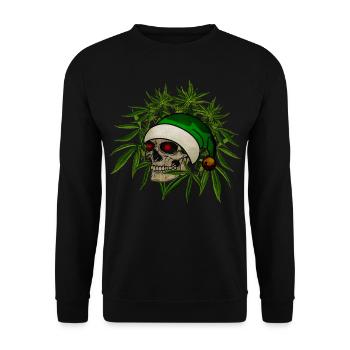 Totenschädel Hanf Weihnachten Wichtel Mütze dark - Unisex Pullover - Schwarz - Vorne - Alina (178cm) & Michal (187cm)