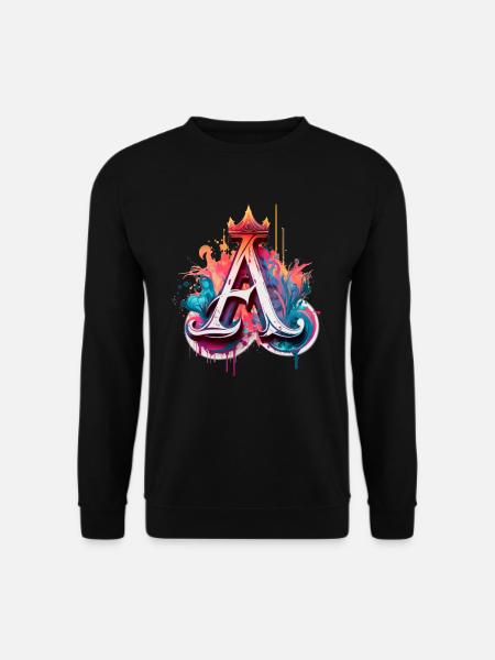Graffiti Buchstabe A bunt mit Krone - Unisex Pullover - Schwarz