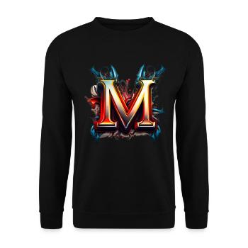 Graffiti Buchstabe M mit Krone 👑 - Unisex Pullover - Schwarz - Vorne - Alina (178cm) & Michal (187cm)