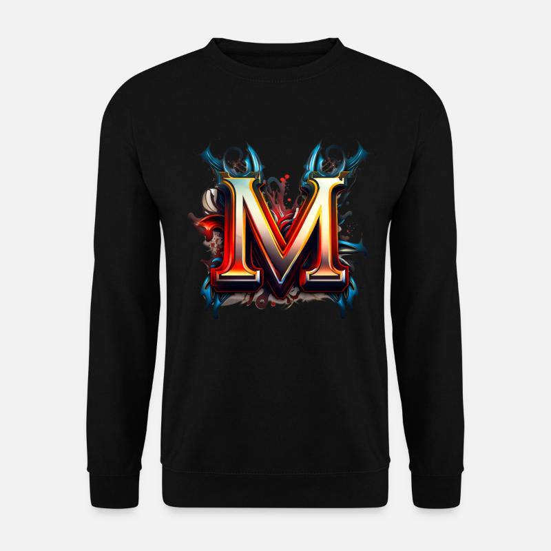 Graffiti Buchstabe M mit Krone 👑 - Unisex Pullover - Schwarz