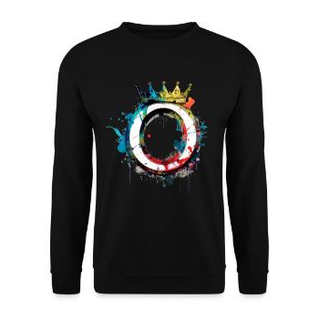 Graffiti Buchstabe O mit 👑 - Unisex Pullover - Schwarz - Vorne - Alina (178cm) & Michal (187cm)
