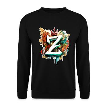 Graffiti Buchstabe Z mit👑 - Unisex Pullover - Schwarz - Vorne - Alina (178cm) & Michal (187cm)