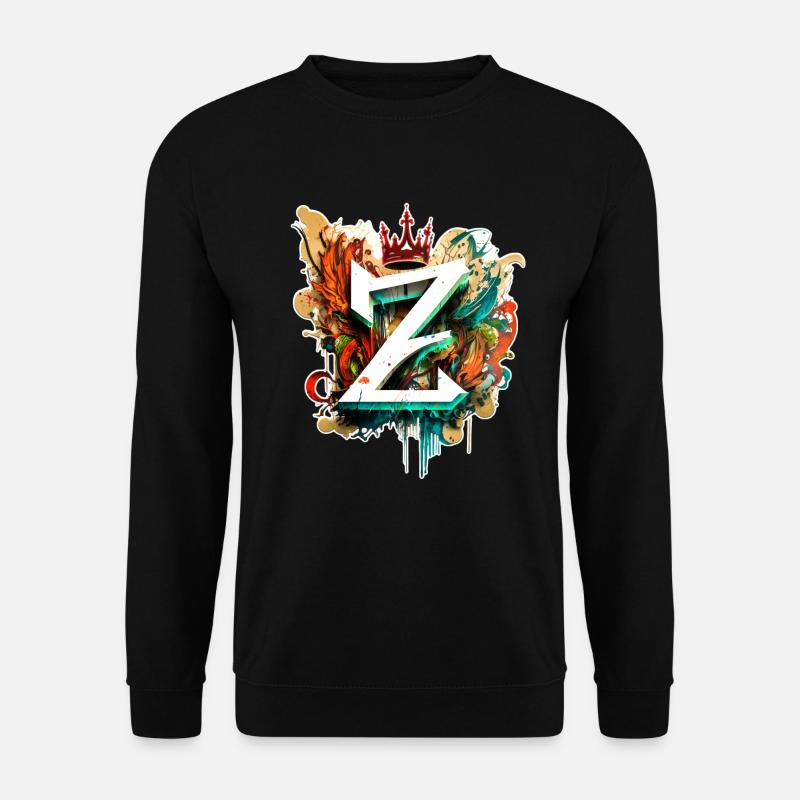 Graffiti Buchstabe Z mit👑 - Unisex Pullover - Schwarz