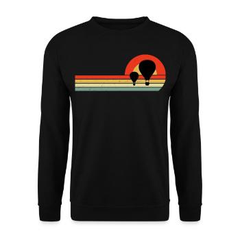 Heißluftballon-Trichterballon Vintage Retro - Unisex Pullover - Schwarz - Vorne - Alina (178cm) & Michal (187cm)