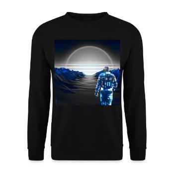 Cyber Sunset Graublau - Futuristisch - Unisex Pullover - Schwarz - Vorne - Alina (178cm) & Michal (187cm)