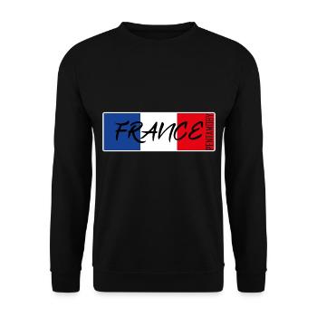 FRANKREICH FRANCE FLAGGE BAND ABZEICHEN - Unisex Pullover - Schwarz - Vorne - Alina (178cm) & Michal (187cm)