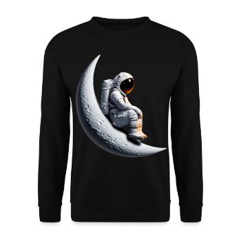 Astronaut in the crescent moon - Unisex Sweatshirt - black - Front - Alina (178cm) & Michal (187cm)
