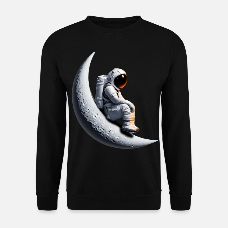 Astronaut im Halbmond - Unisex Pullover - Schwarz