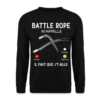battle rope m'appelle Corde Sport Cross Training - Sweat-shirt Unisexe - noir - Devant - Alina (178cm) & Michal (187cm)
