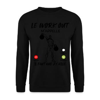 Work out Cross training Cadeau Humour Homme Sport - Sweat-shirt Unisexe - noir - Devant - Alina (178cm) & Michal (187cm)