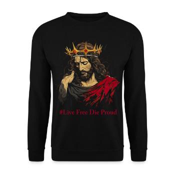 MY SAVIOR - LIVE FREE THE PROUD - Unisex Sweatshirt - black - Front - Alina (178cm) & Michal (187cm)