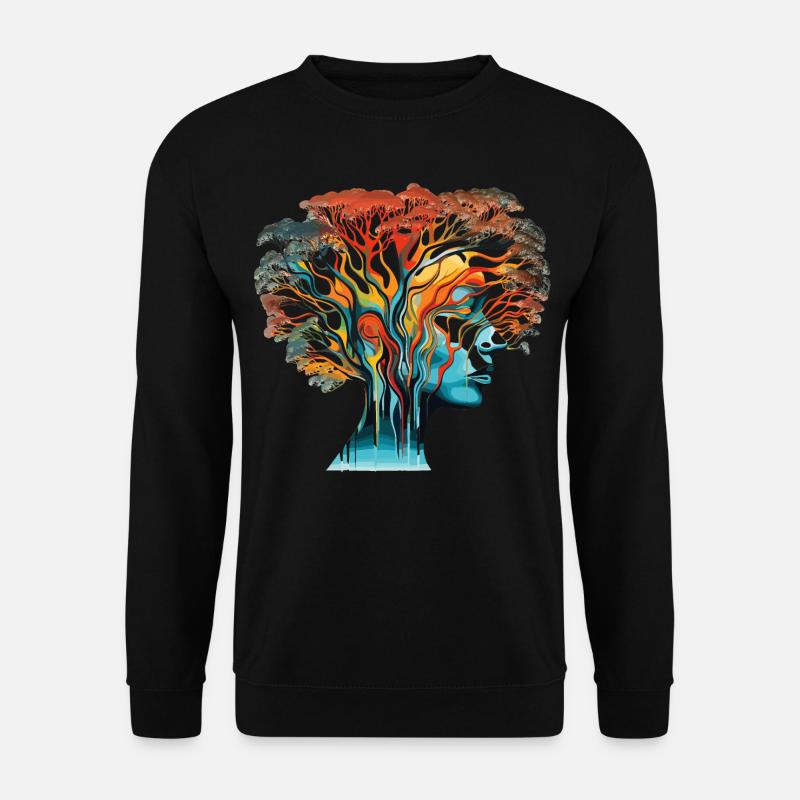Optische Täuschung Kopf-Baum - Unisex Pullover - Schwarz