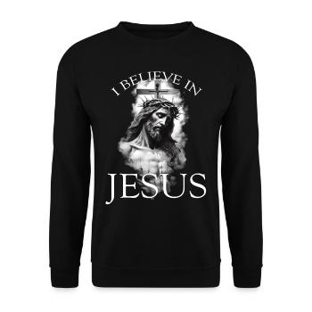 I BELIEVE IN JESUS LIVE FREE DIE PROUD - Unisex Sweatshirt - black - Front - Alina (178cm) & Michal (187cm)