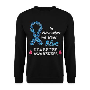 Im November wir tragen wir blau Diabetes Awareness - Unisex Pullover - Schwarz - Vorne - Alina (178cm) & Michal (187cm)