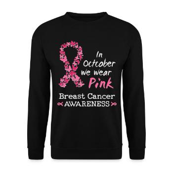 In October we wear pink Breast Cancer Awareness - Unisex Sweatshirt - black - Front - Alina (178cm) & Michal (187cm)