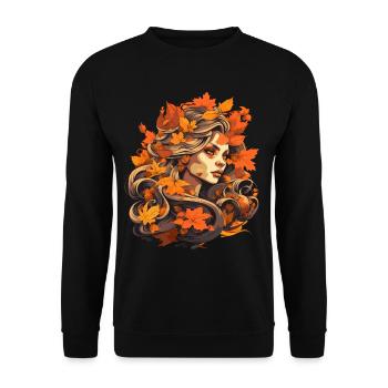 Beautiful woman with autumn foliage - Unisex Sweatshirt - black - Front - Alina (178cm) & Michal (187cm)