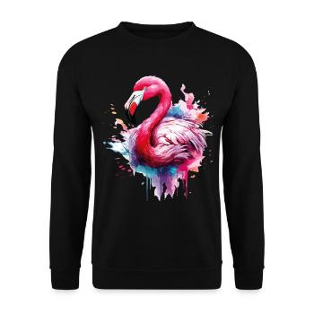 Flamant rose Oiseau Exotique Éclaboussure d’été Rose - Sweat-shirt Unisexe - noir - Devant - Alina (178cm) & Michal (187cm)