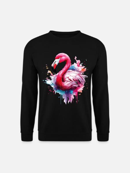 Flamingo Vogel Exotisch Sommer Splash Rosa Pink - Unisex Pullover - Schwarz