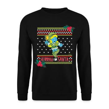 Les Schtroumpfs Schtroumpfette Hurrah For Santa - Sweat-shirt Unisexe - noir - Devant - Alina (178cm) & Michal (187cm)