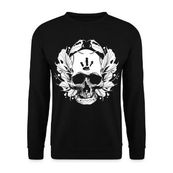 skull and leafs - Unisex Pullover - Schwarz - Vorne - Alina (178cm) & Michal (187cm)