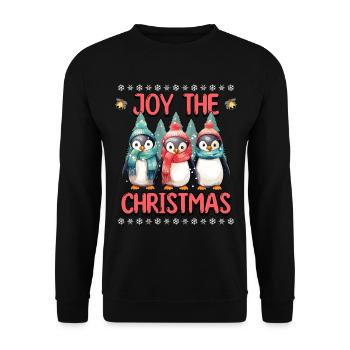 Weihnachten Pinguine Schal Mütze Tannenbaum Süß - Unisex Pullover - Schwarz - Vorne - Alina (178cm) & Michal (187cm)