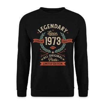 Legendary Since 1973, All Original Parts - Unisex Sweatshirt - black - Front - Alina (178cm) & Michal (187cm)