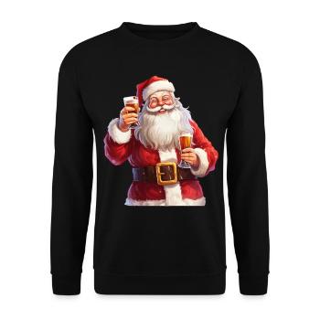Santa Claus Beer Alcohol Cheers Mulled Wine Schnapps - Unisex Sweatshirt - black - Front - Alina (178cm) & Michal (187cm)