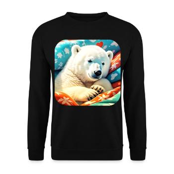 Cute Cuddle Polar Bear - Unisex Sweatshirt - black - Front - Alina (178cm) & Michal (187cm)