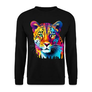 Colorful Leopard Paint Splashes Splashes of Paint - Unisex Sweatshirt - black - Front - Alina (178cm) & Michal (187cm)
