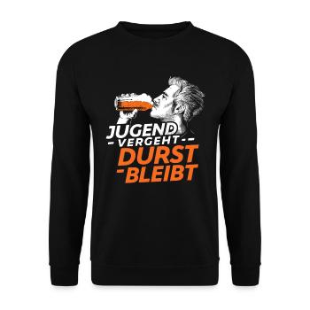 Jugend geht Durst bleibt - Vatertag Geschenk - Unisex Pullover - Schwarz - Vorne - Alina (178cm) & Michal (187cm)