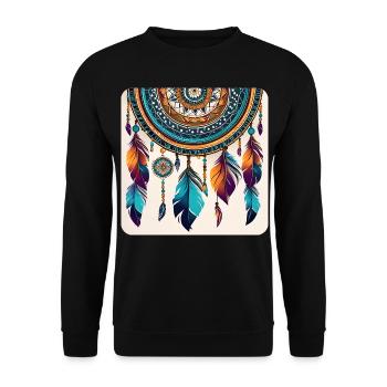 Spiritueller Traumfänger - Unisex Pullover - Schwarz - Vorne - Alina (178cm) & Michal (187cm)
