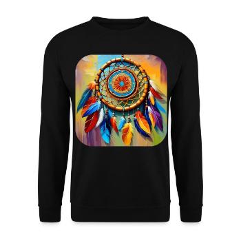 Spiritueller Traumfänger - Unisex Pullover - Schwarz - Vorne - Alina (178cm) & Michal (187cm)