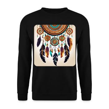 Spiritueller Traumfänger - Unisex Pullover - Schwarz - Vorne - Alina (178cm) & Michal (187cm)