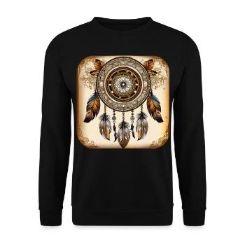 Spiritueller Traumfänger - Unisex Pullover - Schwarz - Vorne - Alina (178cm) & Michal (187cm)