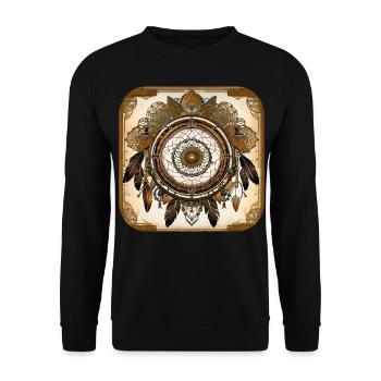 Spiritueller Traumfänger - Unisex Pullover - Schwarz - Vorne - Alina (178cm) & Michal (187cm)