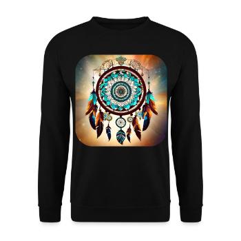 Spiritueller Traumfänger - Unisex Pullover - Schwarz - Vorne - Alina (178cm) & Michal (187cm)