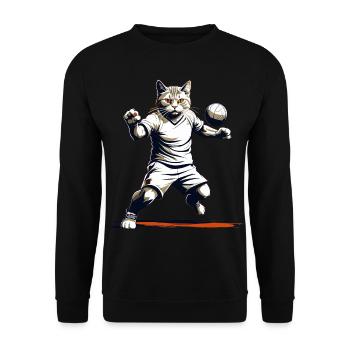 Cool Handball Cat Look Streetwear Iconique - Sweat-shirt Unisexe - noir - Devant - Alina (178cm) & Michal (187cm)