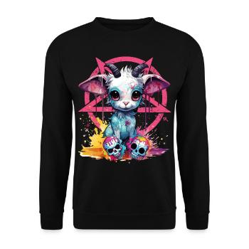 Skull Goat - The Skull Club - Unisex Pullover - Schwarz - Vorne - Alina (178cm) & Michal (187cm)