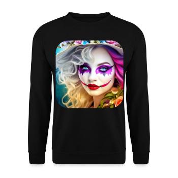 Cooles Harlequin Poker Gothic Mädchen - Unisex Pullover - Schwarz - Vorne - Alina (178cm) & Michal (187cm)