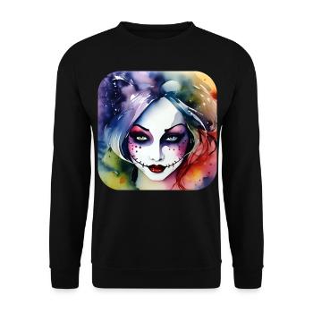 Cool Harlequin Gothic Girl - Unisex Sweatshirt - black - Front - Alina (178cm) & Michal (187cm)