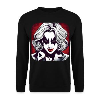 Cooles Harlequin Poker Gothic Mädchen - Unisex Pullover - Schwarz - Vorne - Alina (178cm) & Michal (187cm)
