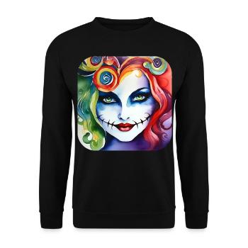 Cool Harlequin Gothic Girl - Unisex Sweatshirt - black - Front - Alina (178cm) & Michal (187cm)