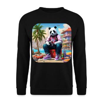 Panda cool sur la plage - Sweat-shirt Unisexe - noir - Devant - Alina (178cm) & Michal (187cm)