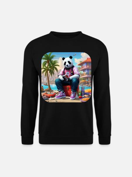 Cool panda on the beach - Unisex Sweatshirt - black