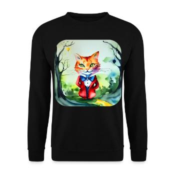 Chat fou mignon - Sweat-shirt Unisexe - noir - Devant - Alina (178cm) & Michal (187cm)