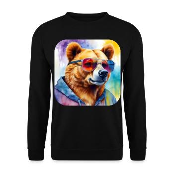 Cool bear with sunglasses - Unisex Sweatshirt - black - Front - Alina (178cm) & Michal (187cm)