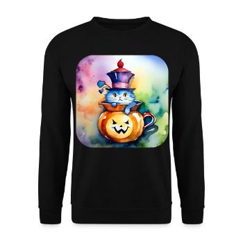 Chat mignon avec citrouille - Sweat-shirt Unisexe - noir - Devant - Alina (178cm) & Michal (187cm)