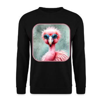 Cool pink flamingo with sunglasses - Unisex Sweatshirt - black - Front - Alina (178cm) & Michal (187cm)
